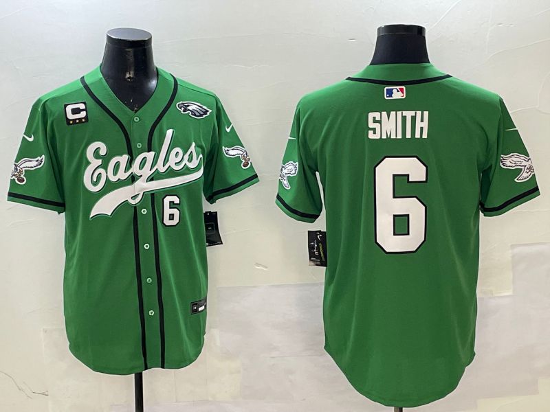 Men Philadelphia Eagles #6 Smith Green three generations Jointly Name 2025 Nike Limited NFL Jersey style 8->arizona diamondback->MLB Jersey